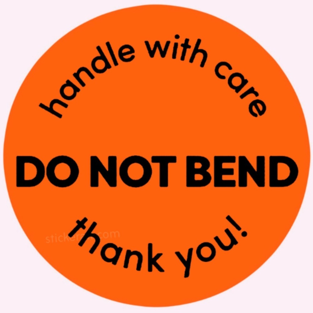 2” DO NOT BEND Orange Stickers - Handle With Care Shipping Labels